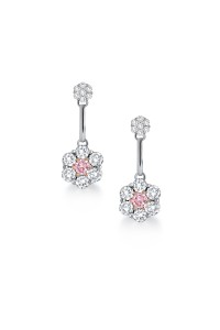 Blush Pink Argyle Diamond Cluster Drop Earrings